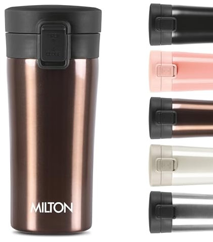 Milton Travel Coffee Mug 350ml – Stainless Steel Double Wall Vacuum Insulated Cup with Lid – Leakproof, Car Cup Holder Friendly – Reusable Thermal Mug for Hot & Cold Drinks – Coffee
