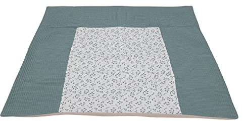 ULLENBOOM Wickelauflagenbezug 75x85 cm Floral-Grün (Made in EU) - abnehmbarer Bezug für Wickelauflage 85x75, Baby Überzug für Wickelunterlage aus Baumwolle, Wickelbezug für Wickeltisch
