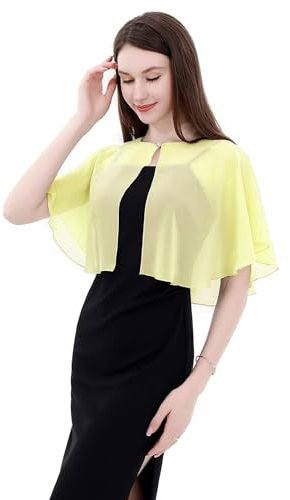 TONGFANTFL Chales y envolturas de gasa suave para mujer, para noche, boda, capa, Amarillo, Talla única