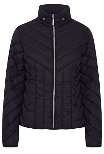 fransa FRPADMA Damen Steppjacke Übergangsjacke Jacke mit Stehkragen tailliert geschnitten mit Reißverschluss, Größe:M, Farbe:Black (200113)