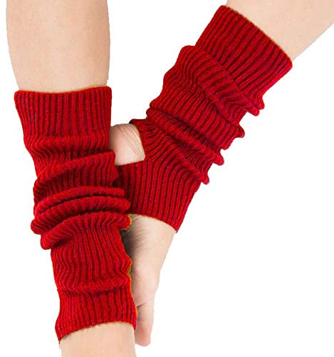 Tukistore Damen Mädchen Ballettstulpen mit Fersenloch Tanzen Stulpen Ballettstulpen Beinwärmer Ballett Stulpen Legwarmer Armstulpen,Einheitsgröße (schwarz)