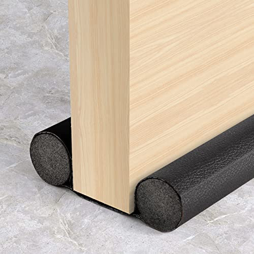 Abnaok Boudin de porte - Joint de porte - Auto-adhésif - Pour porte d'entrée - Pour économiser des coûts de chauffage - Noir - 95 cm