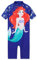 Disney Badeanzug Mädchen, Neoprenanzug Kurze Ärmel, Kurze Hose & Reißverschluss - Mädchen Geschenke (Blau Arielle, 7-8 Jahre)