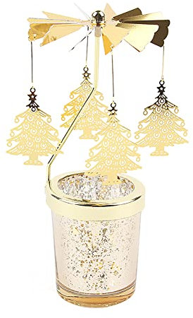 Windlicht Teelichtkarussel aus Glas Teelichthalter,Karussell Teelichter Kerzenhalter,Motiv Zedernholz Windlichter Teelicht Kerzen-Halter Geschenk Dekoration für Hochzeit,Geburtstag,Weihnachten