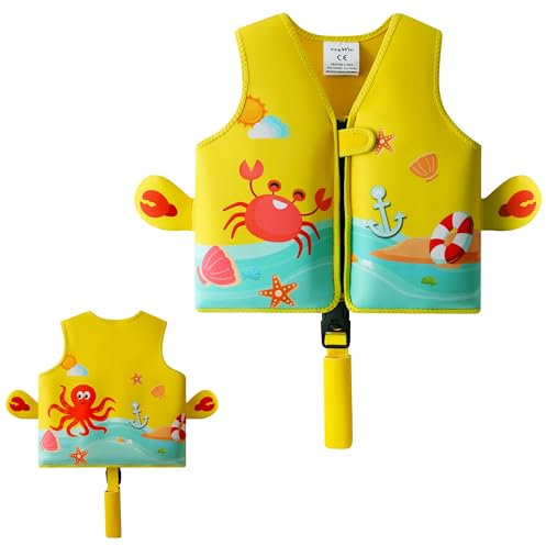 vveWin UV Neopren Schwimmweste für Kinder mit Sicherheitsschnalle Abnehmbare Schwimmer Swim Vest for Kids für Kleinkinder im Alter von 1,2,3,4,5,6,7,8 Jahren Mädchen und Jungen