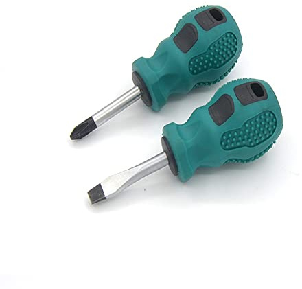Fongmore 2 Pcs 10CM Length Mini Non-Slip Handle Small Screwdriver 6 * 38mm Slot Cross Screwdriver Kit Precision with Magnetic Multifunctional Hand Tool