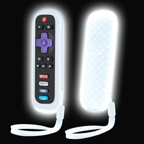 Schutzhülle für TCL Roku TV RC280 Fernbedienung, Akkudeckel für Hisense Roku Remote Ersatz Silikon Universal Sleeve Skin Glow in the Dark Weiß