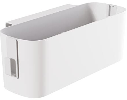 GOIEHIR Bett Organizer zum Einhängen, Robuste Nachttisch Caddy, Hängekörbe mit 2 Abnehmbarer Haken, für Familie, Wohnheim, Büro, Weiß