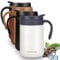 Coffee Cup 500ml, Thermal Travel Mug with Handle and Lid, Insulated Vacuum Double Walled Coffee Mug for Hot and Cold Drinks, Stainless Steel Portable Reusable Coffee Flask for Office/School/Car, White