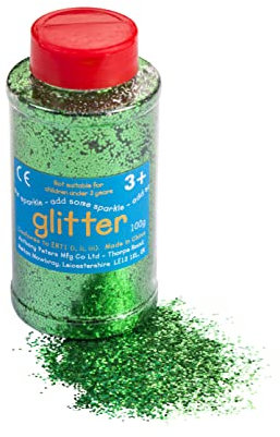 Glitter | 100 Gram tub | Shaker lid for Easy Pouring | Arts and Crafts | Glitter Art | Green