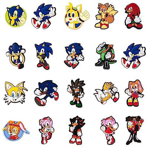 Yumcute Shoe Charms for Crocs - 20PCS Accessories, Sonic Charms for Kids, Shoe Decoration, DIY Accessories for Boys Girls
