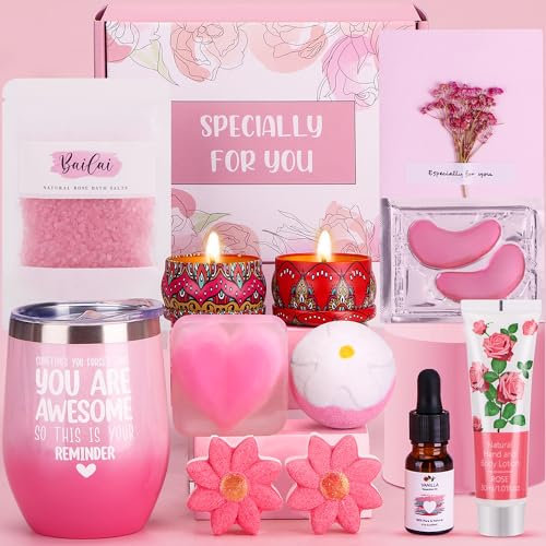 Rose&Jasmine Pamper Gifts for Women, Unique Self Care package for Her Relaxation Spa Sets for Women, Birthday Hamper Wellbeing Get Well Soon Gifts Ideas for Best Friend Bestie Sister Mum