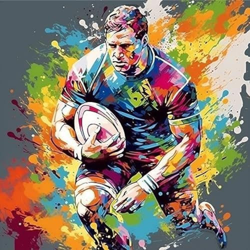 Kits de peinture par numéros pour adultes et enfants couleur joueur de football de rugby peinture à l'huile toile de dessin numérique avec pinceaux décorations de Noël cadeaux-40x50 cm sans cadre
