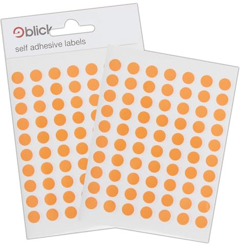 Blick Etiketten, Orange, selbstklebende Aufkleber, farbiger Punkt, Kreise, 8 mm, 490 Etiketten, für Zuhause, Büro, Familie, Schule, Urlaubskalender, Organisation, Planer, Belohnungstabelle,