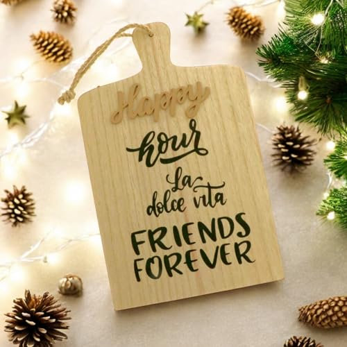 Doni Bomboniere 1 pz Tagliere o Sottopentola con Frasi Idea Regalo Coppia di Amici Lui Lei Mamma Casa Utile Regalo Amici Speciali Oggetto da Cucina Legno Natalizio Economico