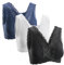 Basic Treasure 3er Pack Seamless Komfort BH mit Reißverschluss, BH ohne Bügel Vorderverschluss, Starker Halt Bustier (L, Weiß/Schwarz/Blau)