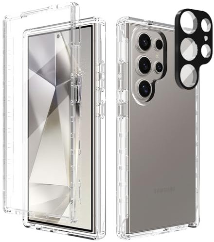 Leedia Ganzkörper Kompatibel mit S24 Ultra Hülle 360 Grad Handyhülle Galaxy S24 Ultra Stoßfest Komplettschutz Case Transparent mit Eingebautem Displayschutz Cover für Samsung Galaxy S24 Ultra 5G 6.8