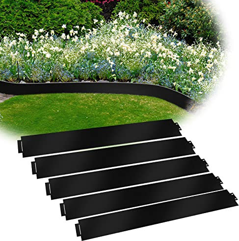 Cecaylie Blumenbeet Umrandung Rasenkantenblech Rasenkante Metall Beetumrandungen Rasenkante Verzinkt 5m 10m 15m 20m 25m 30m 35m 40m 45m 50m Mähkante Palisade, Schwarz (Länge 50m - Höhe 18cm)