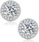 KRKC&CO Moissanite Ohrringe Damen Silber 925, Ohrsteckers Halo, 1,0 Karat echter runde Moissanit Diamant, VVS1 Reinheit D Farbe, Weißgold vergoldet allergiefrei, Rund