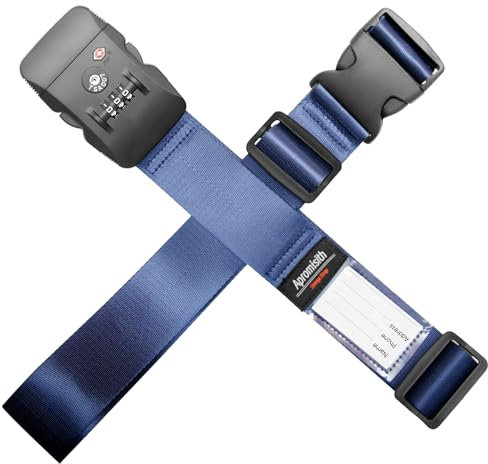 Kreuz-Gepäckgurt für 20-32 Koffer mit TSA-geprüftem 3-Zahlen-Zahlenschloss Breite verstellbare Packriemen Reisezubehör, Blau