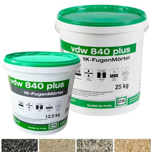 vdw 840 plus 1K-Fugenmörtel Steingrau | 24x Eimer a 25Kg| Paletten-Angebot