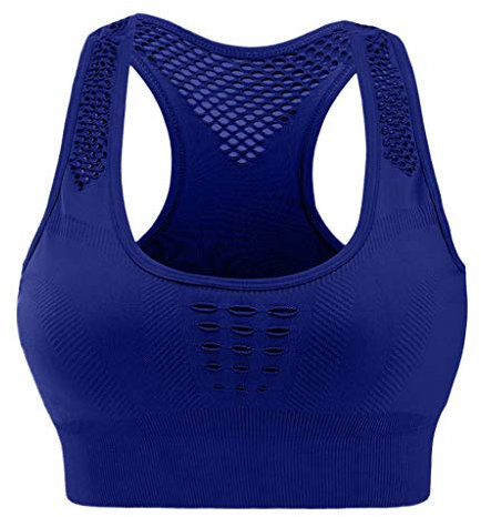 Rückenfreier BH Gepolsterter Push Up Bustier Ohne Bügel Top Damen Fitness Unterstützung Bustier Nahtlos Unterwäsche Backless Bralette für Fitness Jogging Gym, Marina Military, M