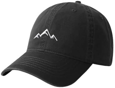 YULOONG Einfarbig Baseball Cap Mens Berggipfel Peak Stickerei Baseball Hüte Klassische Gewaschene Baumwolle Dad Cap Womens Outdoor Sport Cap Verstellbar Schwarz