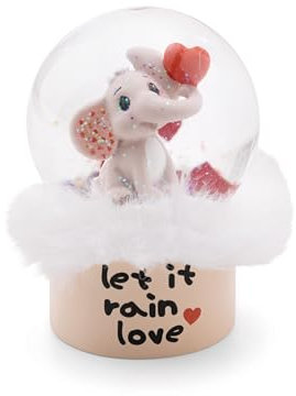 Globe pailleté Love éléphant Gris Clair 6,5cm - Boule à Neige, Boule à mica- Superbe idée Cadeau