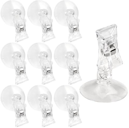 10 Piezas Clip De Ventosa, Ventosas para Cristal Plástico, Transparente Ventosas Parasol Coche, Ventosas Reutilizables para Ventanas, Acuario, Supermercado, Baño, Oficina