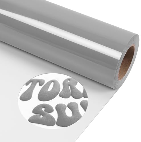 TORC Grey Puff 3D HTV Vinyl Heat Transfer, 12 x10ft Iron-On for T-Shirts, Hats, Bags | Easy Cut & Weed | Compatible with Cricut | DIY Crafts, Durable & Washable Apparel Design