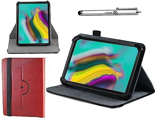 Navitech Red Case With 360 Rotational Stand & Stylus Compatible With Hakaug Android 13 Tablet 10 Inch