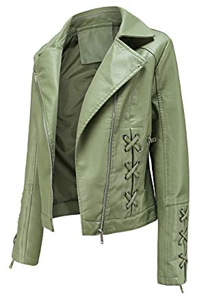 Lederjacken Damen Echtes Leder Casual Vintage übergang Damenjacken Kunstledermantel Stehkragen Fahrrad Retro Motorradjacke Mantel FrüHlings Schlank Jacke Solide Kurzjacke Oberbekleidung