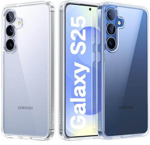 TORRAS für Samsung Galaxy S25 Hülle 100% Anti-Vergilbung [TOP Militärschutz & Luxuriöses Tastgefühl] mit 360°Airbags Stoßfest Kratzfest Handyhülle Samsung S25 Case Cover Transparent,Diamand Serie