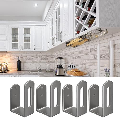 Aogigigio Under Cabinet Cutting Board Holder - 4 Pcs Cutting Board Holder Pot Lids Rack Storage Stainless Steel Under Shelf Counter Chopping Board(Grey)