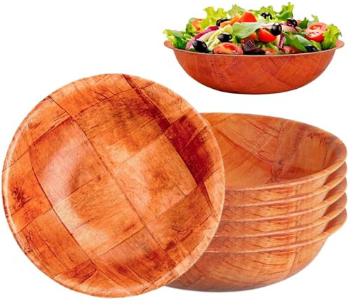 Csafyrt Holzschüssel 6pcs 6 Zoll runde Holzschüssel waschbar wiederverwendbares rustikale Schüssel Mehrzweck-Holzschalen für Nahrung, Obst, Salat, Suppe und mehr