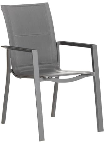 Dehner Stapelstuhl Palermo, Gartenstuhl mit Armlehne, ca. 91.5 x 56.5 x 67 cm, Aluminium/Textilene, dunkelgrau