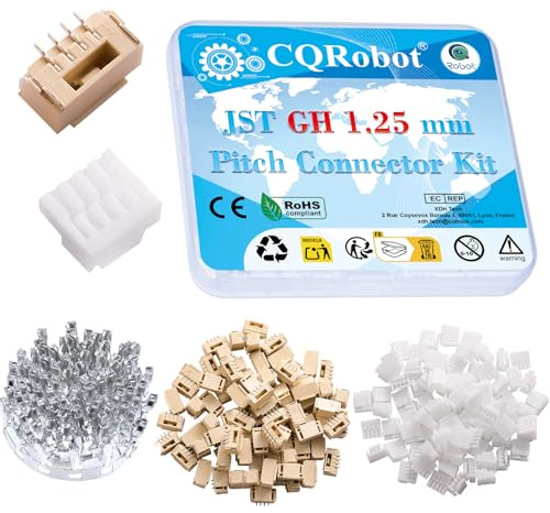CQRobot JST GH 1,25mm Raster 4-polig Elektrischer Steckverbinder Adapter | Steckerleiste Buchsengehäuse Crimpkontakten PCB Kabel-Platine-Adapterkabel Baugruppe 80 Sätze/480 Teile