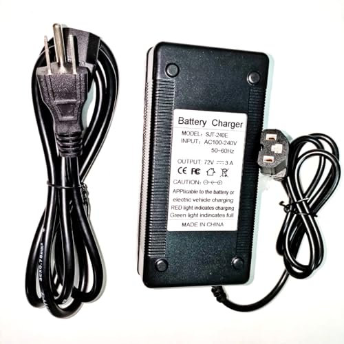 72 Volt 3.0 Amp Quick-Charge 3-Pin Lead Acid Battery Charger for 72V 12AH 20AH 32AH AGM SLA Electric Street Vehicle EMMO, Go-Karts, Big Toys Battery Power Charger