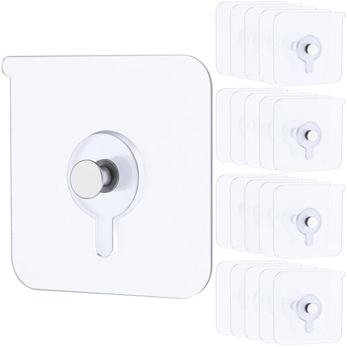 Uniclife 20 Pcs Ganci Adesivi per Quadri Portata 15 kg Ganci Murali Pesanti Senza Chiodi Ganci Adesivi Trasparenti Impermeabili per Appendere Cornici Specchi Decorazioni in Bagno Cucina Casa Ufficio