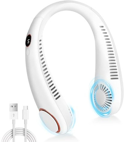 JOPHEK Tragbarer Hals-Ventilator, Halsventilator Tragbarer Mini Hals Ventilator USB, 5 Geschwindigkeiten Bladeless Hands-Free Ventilator für Camping Reisen Outdoor Küche Büro