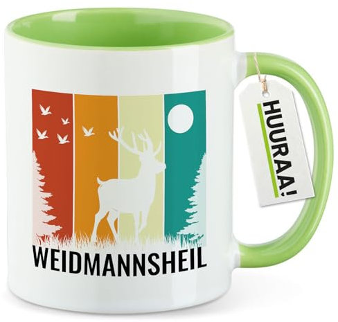 Huuraa Kaffeebecher Weidmannsheil Hirsch Wald Geschenk 330ml Grün Weidmannsheil Mitbringsel