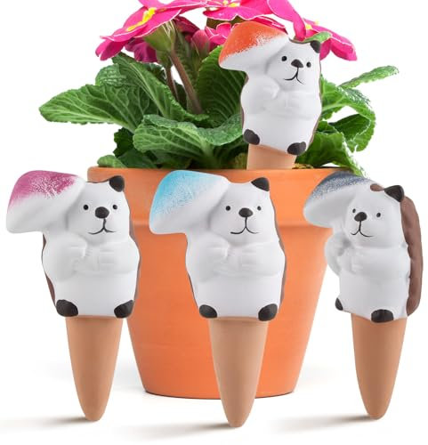 SilverChry Lot de 4 Irrigation à Cône d'argile, Cône en Argile d’Arrosage, Bonne Pénétration de l'eau, Irrigation à Cône d'argile pour Fleurs, Plantes en Pot et Plantes de Jardin