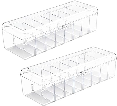 Tuesoa 2PCS Trading Card Storage Box Card Storage Box Plastic with Removable Dividers for Standard Card