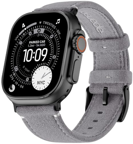 Bandletic Kompatibel mit Apple Watch Armband 49mm 46mm 45mm 44mm | Weiche Kunstwildleder Faser Komfort Sport Loop Armbänder für iWatch Ultra 4/3/2/1/Series 12 11 10 9 8 7 SE/SE3 6 Herren Damen