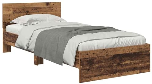 vidaXL Bettrahmen mit Kopfteil Altholz 90 x 190 cm Holzwerkstoff