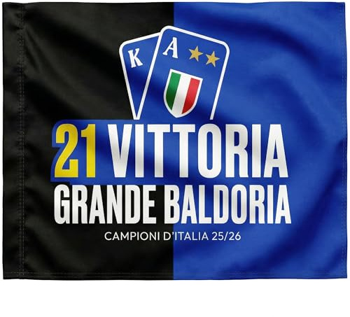 Bandiera Inter 21 Scudetto Neroazzurra Grande 100 * 150 cm - Stagione Scudetto 2025/26 (21 Vittoria Grande Baldoria)
