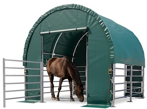 Weidezelt 3x3 m PVC Plane 2300 Newton Weidehütte Unterstand für Pferde - für Betonuntergrund - grün