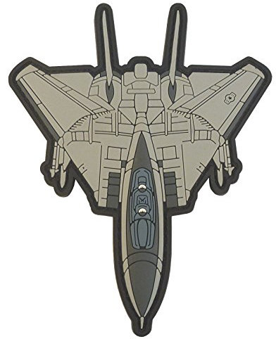 PVC Grumman F-14 Tomcat Fighter Patch [Schwarz und Grau] kompatibel mit Velcro Patches für Rucksäcke,PVC Patches,Patches für Westen,Morale Patches,Taktische Patches,Plattenträger Patches