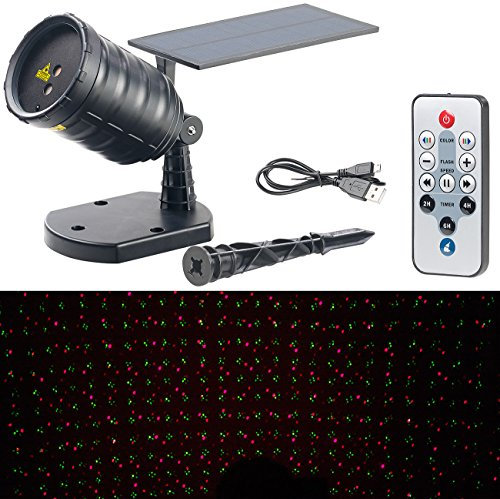 Lunartec Gartenlaser: Solar-Laser-Projektor mit Akku, Sternenregen-Lichteffekt, Timer, IP65 (Projektor Weihnachten Batterie, Laser Sternenhimmel, Weihnachtsprojektor)