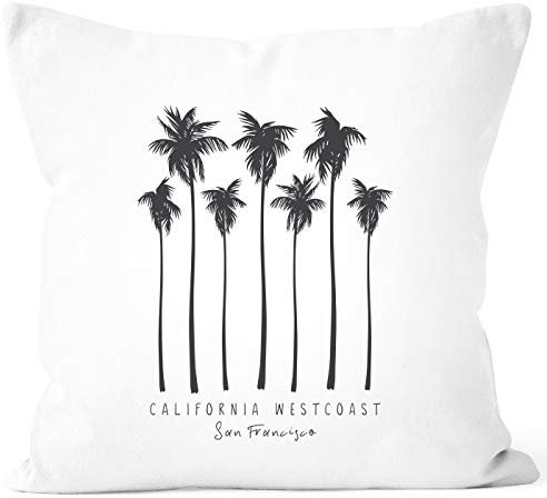 Autiga® Kissenbezug Palmen California Westcoast Palms Summer Kissen-Hülle Deko-Kissen weiß Unisize